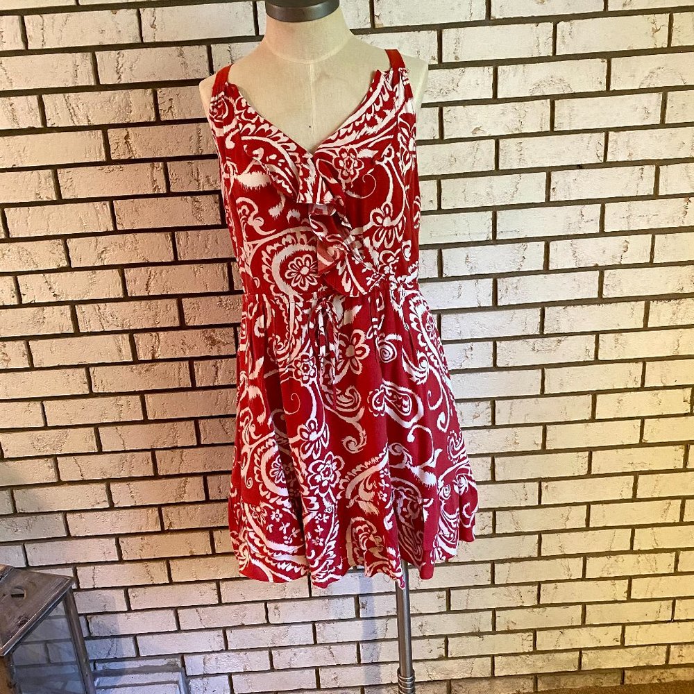 Elle | Dark Coral/Cream  Strap Dress SZ XL